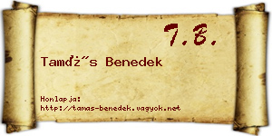 Tamás Benedek névjegykártya